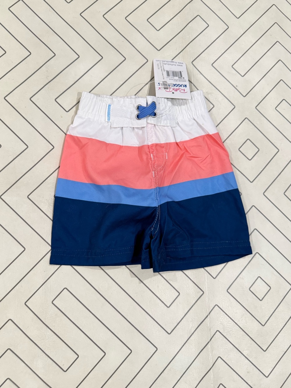 NWT Rugged Butts Multi-Stripe Swim Shorts - Pink/Blue/Navy